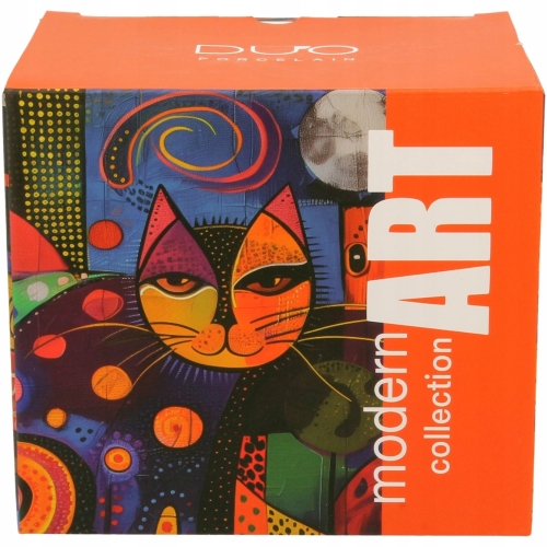Kolorowy PORCELANOWY Kubek 450 ml do KAWY HERBATY - MODERN CAT