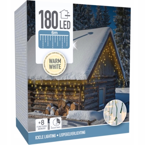 ZEWNĘTRZNA Ogrodowa Girlanda Kurtyna Świetlna - 180 ciepłych LED, 6 m, 230V