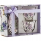 DWIE Porcelanowe Filiżanki 200 ml do KAWY HERBATY - Zestaw Kawowy LAWENDA