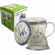 Porcelanowy Kubek 320 ml z Pokrywką i Zaparzaczem - KOLOROWE KWIATY