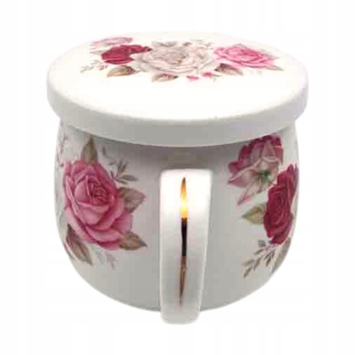 Porcelanowy Kubek 320 ml z Pokrywką i Zaparzaczem - KOLOROWE RÓŻE