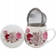 Porcelanowy Kubek 320 ml z Pokrywką i Zaparzaczem - KOLOROWE RÓŻE