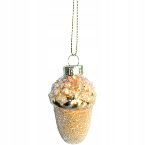 Bombki SZKLANE bombka 6,5 x 4 cm Ozdoby choinkowe ZŁOTE ŻOŁĘDZIE - 6 sztuk
