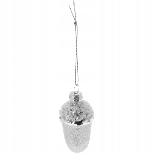 Bombki SZKLANE bombka 6,5 x 4cm Ozdoby choinkowe SREBRNE ŻOŁĘDZIE - 6 sztuk