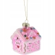 Bombka SZKLANA 6,5 x 6,5 x 8 cm Ozdoba choinkowa - DOMEK Z PIERNIKA (B)