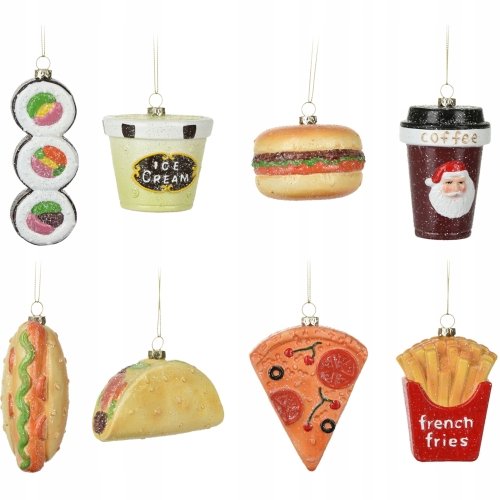 Zawieszka na choinkę Ozdoba świąteczna PIZZA SUSHI HOD DOG FRYTKI HAMBURGER