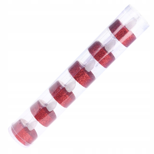 Świeczki Lampki LED T-Light Tealight CZERWONE Z BROKATEM - zestaw 6 sztuk
