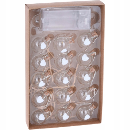 Girlanda 170 cm Lampki CHOINKOWE Na baterie 15 lampek LED - SERDUSZKA