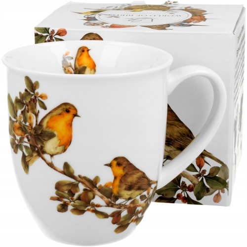 PORCELANOWY Kubek 400 ml do KAWY HERBATY - Ptasi Świat RUDZIKI RUDZIK
