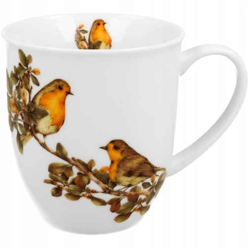 PORCELANOWY Kubek 400 ml do KAWY HERBATY - Ptasi Świat RUDZIKI RUDZIK