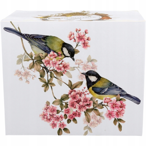 Duży PORCELANOWY Kubek XXL 1000 ml do KAWY HERBATY - Ptasi Świat SIKORKI