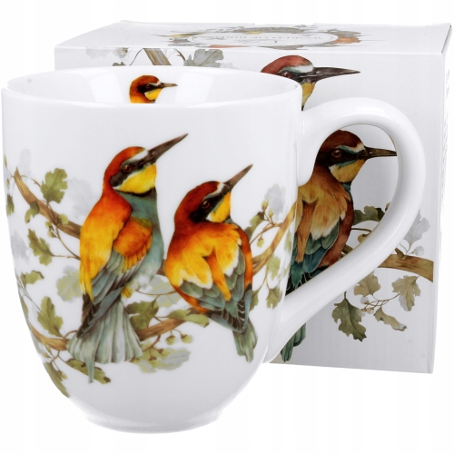 Duży PORCELANOWY Kubek XXL 1000ml do KAWY HERBATY - Ptasi Świat ŻOŁNY ŻOŁNA