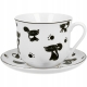 PORCELANOWA Filiżanka jumbo 450ml ze spodkiem do KAWY HERBATY - CZARNE KOTY