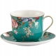 ZESTAW Porcelanowa filiżanka 400 ml ze spodeczkiem Do KAWY HERBATY - KWIATY