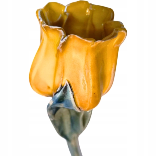 POLSKIE RĘKODZIEŁO Ręcznie wykonany Ceramiczny Kwiat 34 cm - Żółty Tulipan