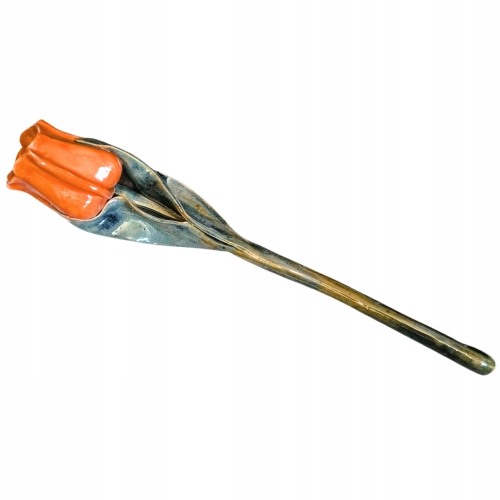 POLSKIE RĘKODZIEŁO Ręcznie wykonany Ceramiczny Kwiat 34 cm - Pomarańczowy Tulipan