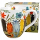 Duży PORCELANOWY Kubek XXL 1000 ml do KAWY HERBATY Koci Świat KOTY OGRODOWE