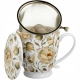 Porcelanowy Kubek 500 ml z Zaparzaczem do HERBATY ZIÓŁ - ROSES WHITE