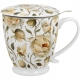 Porcelanowy Kubek 500 ml z Zaparzaczem do HERBATY ZIÓŁ - ROSES WHITE