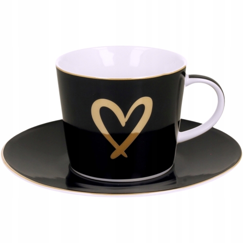 Porcelanowa filiżanka 250 ml ze spodkiem Do KAWY HERBATY - Granatowa