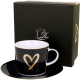 Porcelanowa filiżanka 250 ml ze spodkiem Do KAWY HERBATY - Granatowa