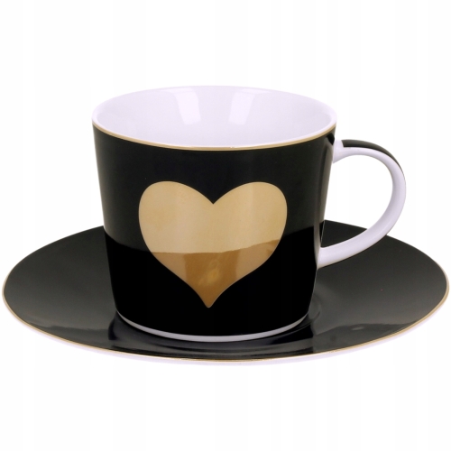 Porcelanowa filiżanka 250 ml ze spodkiem Do KAWY HERBATY - Granatowa