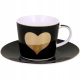 Porcelanowa filiżanka 250 ml ze spodkiem Do KAWY HERBATY - Granatowa