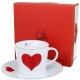 Porcelanowa filiżanka 250 ml ze spodkiem Do KAWY HERBATY - CZERWONE SERCE