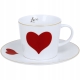 Porcelanowa filiżanka 250 ml ze spodkiem Do KAWY HERBATY - CZERWONE SERCE