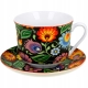 PORCELANOWA Filiżanka jumbo 450 ml ze spodkiem do KAWY HERBATY - ETNIC