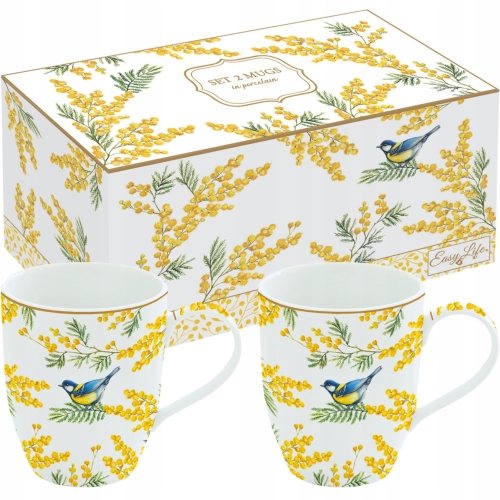 EASY LIFE Porcelanowy Kubek 350 ml ZESTAW DWIE SZTUKI - kolekcja MIMOSA