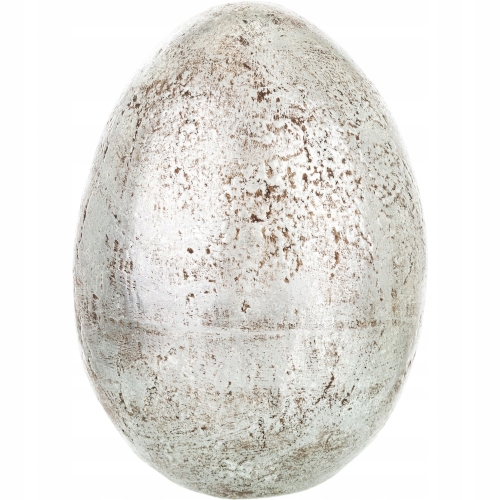 CERAMICZNY Artykuł dekoracyjny DUŻE Srebrne JAJKO 23,5 x 16 cm - WIELKANOC
