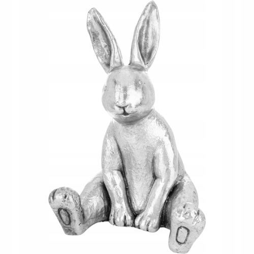 Wielkanocna Dekoracyjna Figurka KRÓLIK ZAJĄC 39,5 x 26,5 x 30 cm - SREBRNY