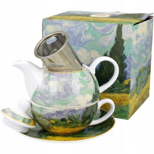TEA FOR ONE Porcelanowy Dzbanek 350ml z filiżanką - WHEAT FIELD by Van Gogh