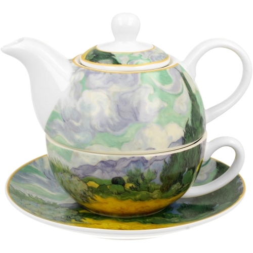 TEA FOR ONE Porcelanowy Dzbanek 350ml z filiżanką - WHEAT FIELD by Van Gogh