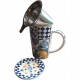 Porcelanowy Kubek z Zaparzaczem i Pokrywką do HERBATY ZIÓŁ 400 ml - CYTRYNY