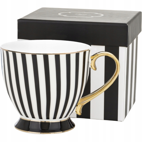 Porcelanowy Kubek Filiżanka do KAWY HERBATY 380 ml, 10,5 x 9,5 cm - CZARNY