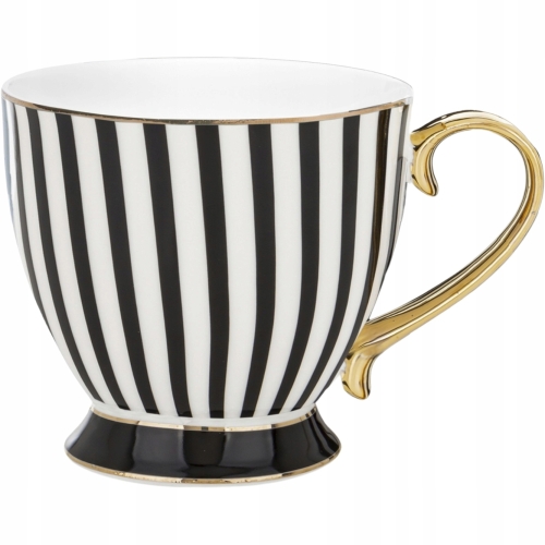 Porcelanowy Kubek Filiżanka do KAWY HERBATY 380 ml, 10,5 x 9,5 cm - CZARNY