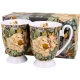 PEONY BLUE Porcelanowy Kubek 340 ml do KAWY HERBATY - Komplet 2 sztuki