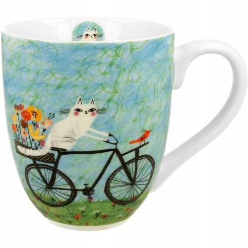Duży PORCELANOWY Kubek XXL 1000 ml do KAWY HERBATY - Koci Świat ROWER