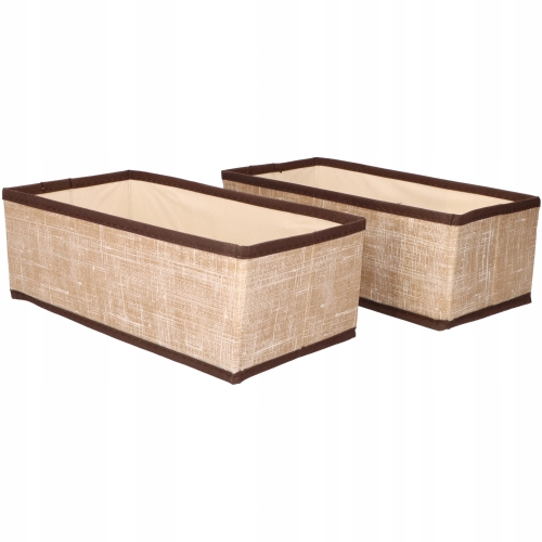 DWA tekstylne PUDEŁKA KOSZE ORGANIZERY 28 x 14 x 10 cm - do SZAFY GARDEROBY