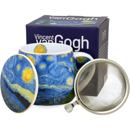 Kubek baryłka 430 ml z Zaparzaczem do HERBATY ZIÓŁ - STARRY NIGHT Van Gogh