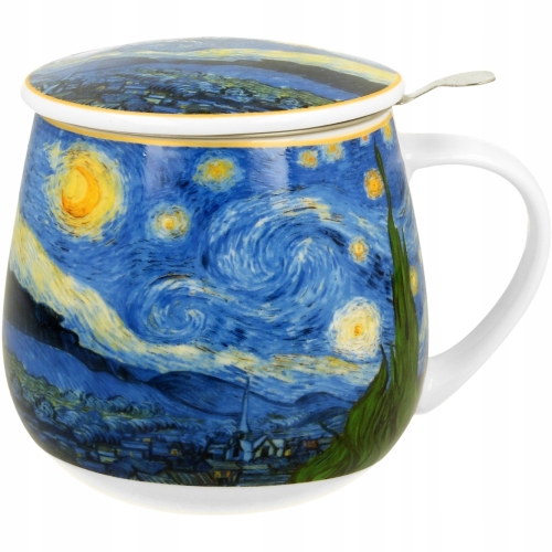 Kubek baryłka 430 ml z Zaparzaczem do HERBATY ZIÓŁ - STARRY NIGHT Van Gogh