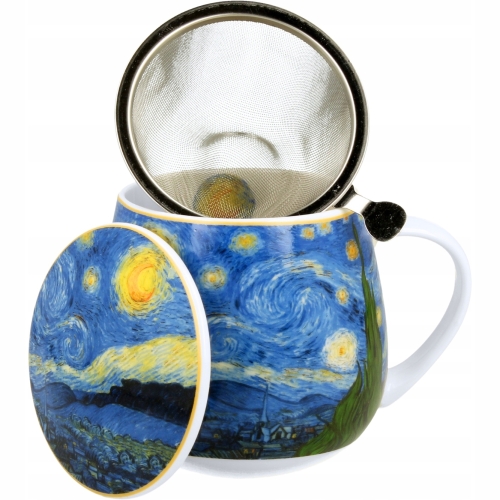 Kubek baryłka 430 ml z Zaparzaczem do HERBATY ZIÓŁ - STARRY NIGHT Van Gogh
