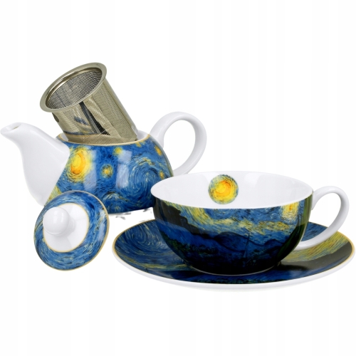 TEA FOR ONE Porcelanowy Dzbanek 350 ml z filiżanką - STARRY NIGHT Van Gogh