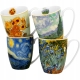 PORCELANA Zestaw CZTERCH Kubków 360 ml do KAWY HERBATY inspired by Van Gogh