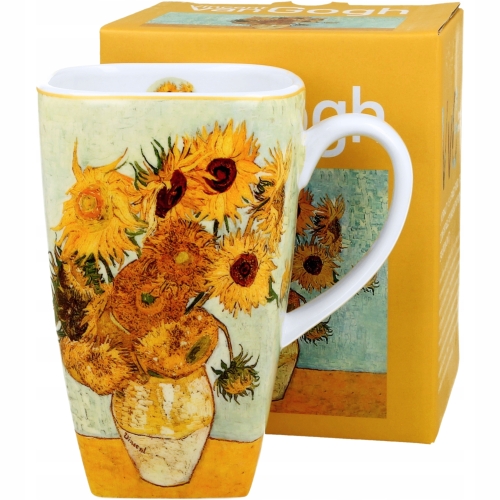 Duży PORCELANOWY Kubek XXL 650 ml do KAWY HERBATY - SUNFLOWERS by van Gogh