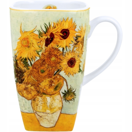 Duży PORCELANOWY Kubek XXL 650 ml do KAWY HERBATY - SUNFLOWERS by van Gogh