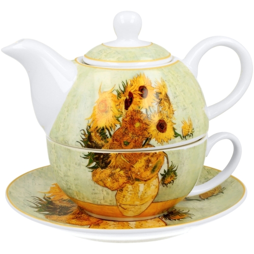 TEA FOR ONE Porcelanowy Dzbanek 350 ml z filiżanką - SUNFLOWERS by van Gogh