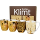 PORCELANOWY Zestaw CZTERCH Kubków 360 ml do KAWY HERBATY - by Gustav Klimt